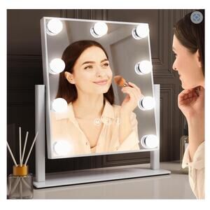 Vanity Mirror 9 LED Bulbs, Touch Control, 3 Colors Light, 360° Rotation